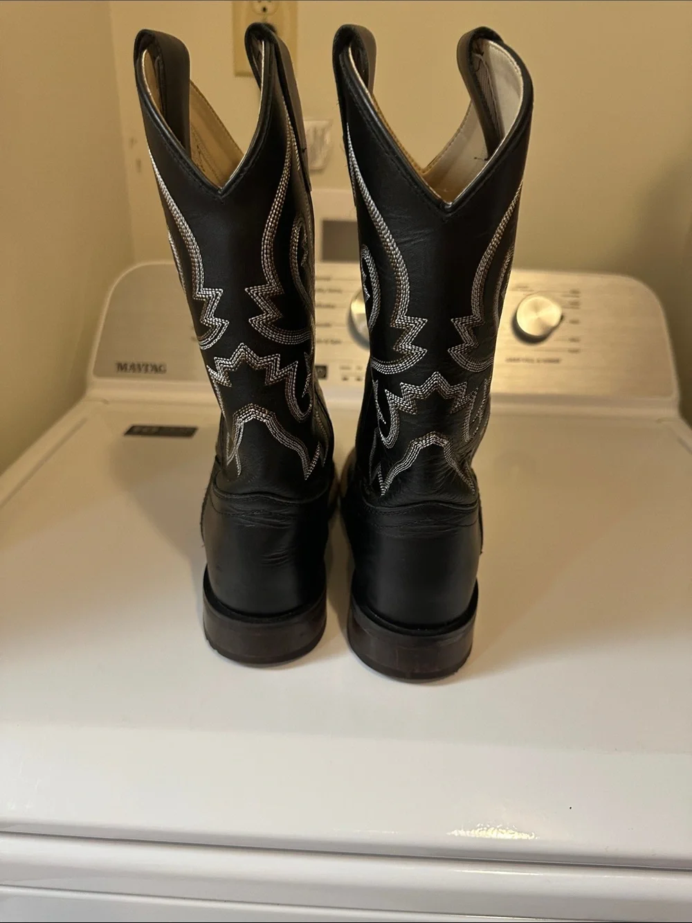 Kids Black Western Cowboy Boots with Contrast Stitching